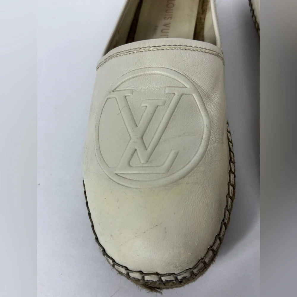 Louis Vuitton Cream Espadrilles in poor condition Size 38